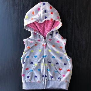 Rainbow heart hooded fleece zip vest